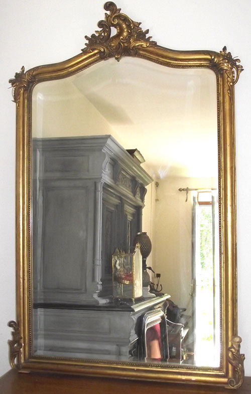 large french antique crested mirror